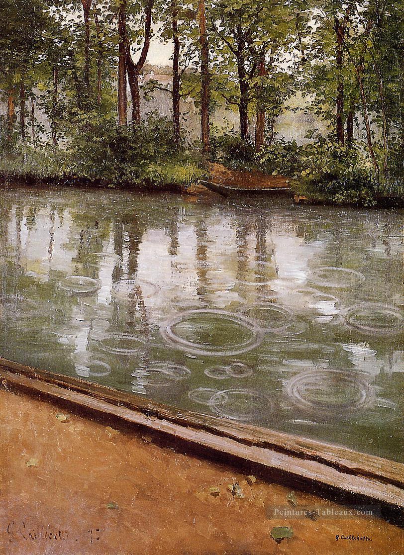 La Pluie d’Yerres surnommée Riverbank dans la Pluie paysage Gustave Caillebotte Peintures à l'huile
